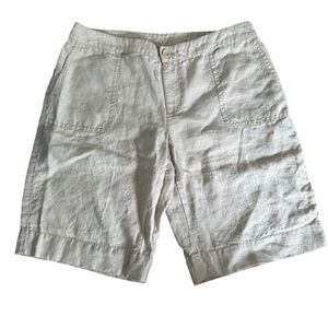 Liz Claiborne ~ Sloane Light Khaki Linen Shorts ~ size 14